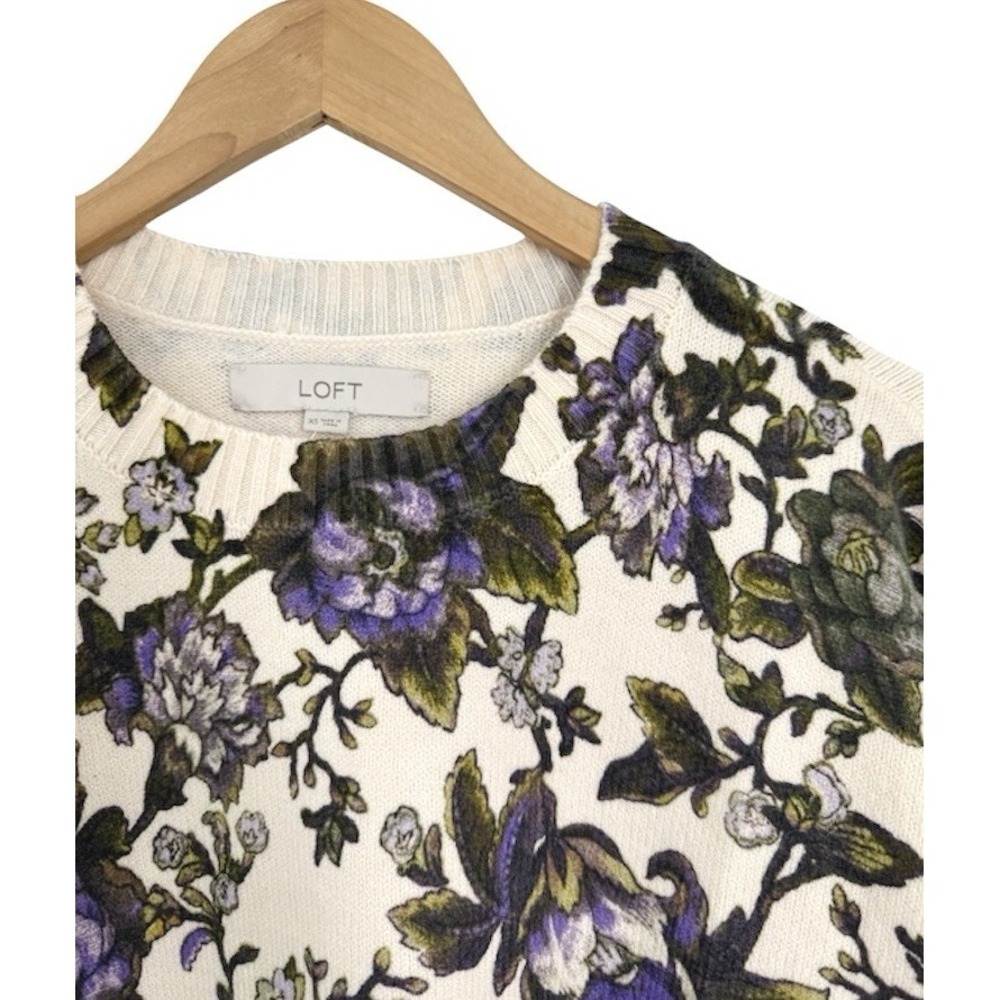 LOFT Floral Blouson Sleeve Sweater XS NWT - Picture 5 of 7